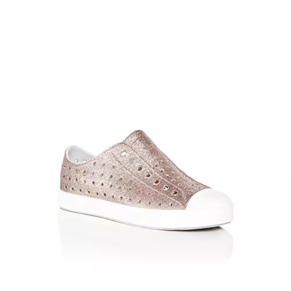 Native Kids Glitter Pink Slip-On Sneakers